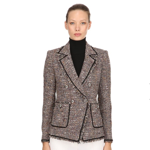 Veronica Beard Theron Fringed Tweed 